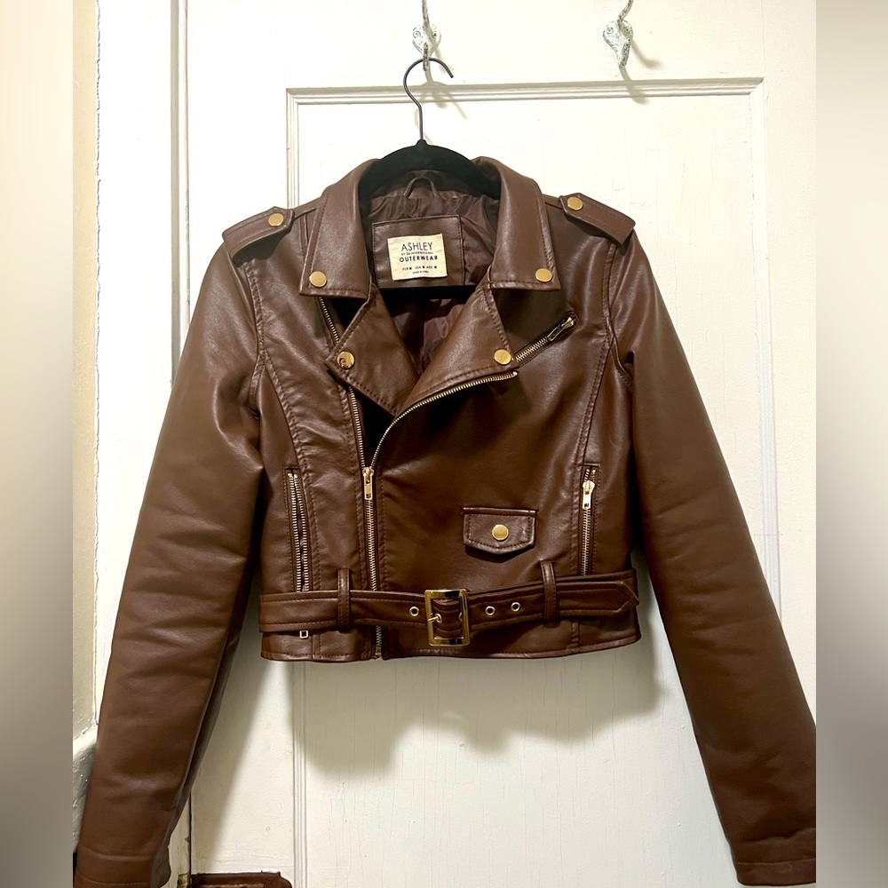 Size 4 women vegan leather jacket by Ashley by 26 International Outerwear